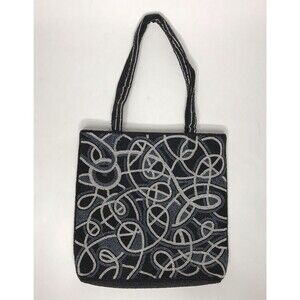 VNTG Gevarno Black Silver Purse Handbag Tote with Handle - New with tag - Beaded